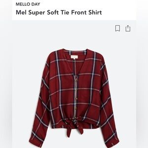 Flannel Tie Front Top